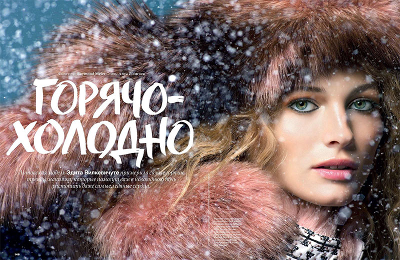EditaWinter1 Edita Vilkeviciute is a Winter Beauty for Allure Russias December 2012 Cover Shoot by Raymond Meier