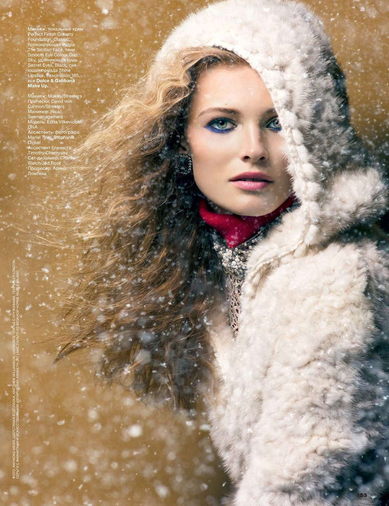 EditaWinter5 Edita Vilkeviciute is a Winter Beauty for Allure Russias December 2012 Cover Shoot by Raymond Meier