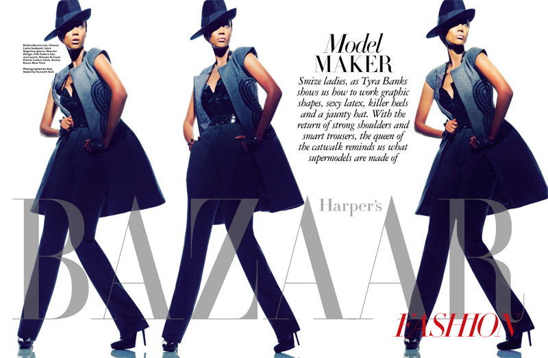 SB0113 Fashion Opener FGR Tyra Banks Gets Fierce for Harpers Bazaar Singapore January 2013 Cover Shoot