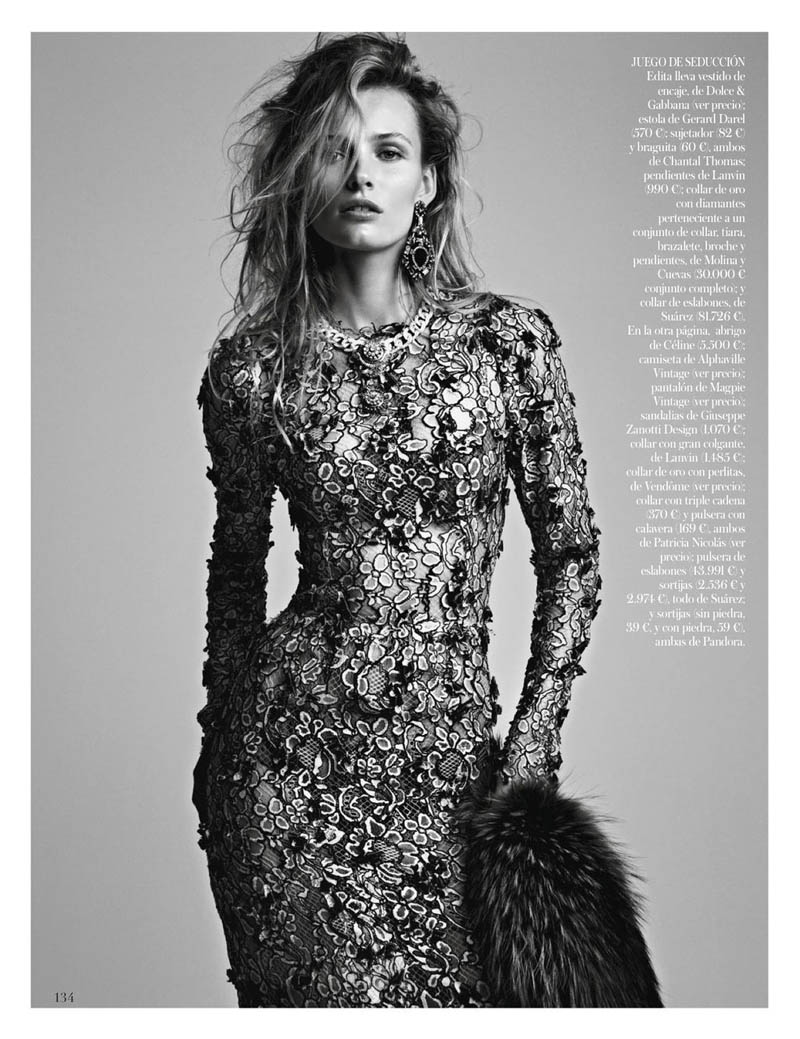 EditaDemarchelier2 Edita Vilkeviciute Poses for Patrick Demarchelier in Vogue Spains January Issue