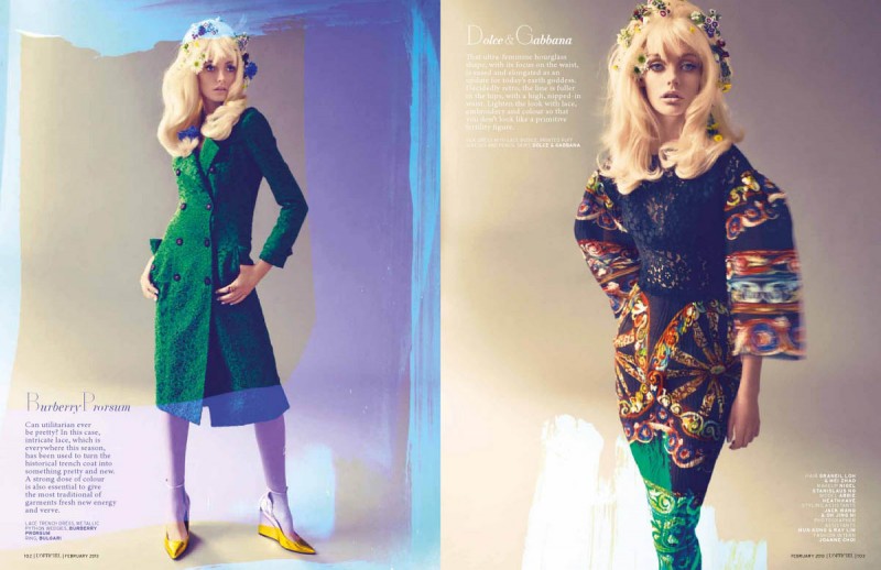 Charm9 800x518 Abbie Heath Gets 60s Chic For the February Cover Story of LOfficiel Singapore
