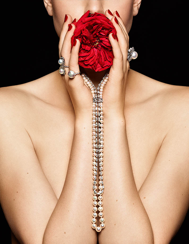 Pearls diamonds and flowers 4 Lisette Gets Clad in Flowers and Gems for Madame Figaro by Gyslain Yarhi 