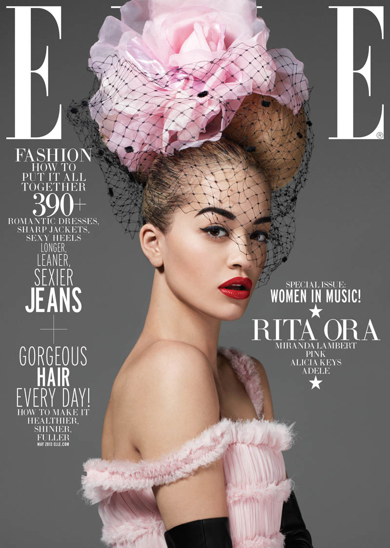 ELLE WIM May Rita Ora subcover 1 Rita Ora Gets Glam for Elle US May 2013 by Thomas Whiteside