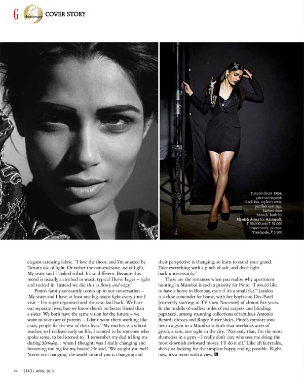 FriedaPintoGrazia5 Frieda Pinto is the Cover Star of Grazia Indias Fifth Anniversary Issue