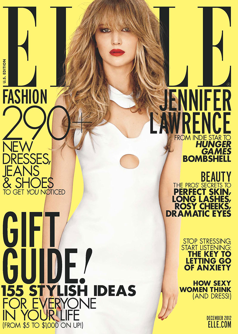 Jennifer Lawrence is White Hot in Balenciaga for Elle US' December 2012 Cover