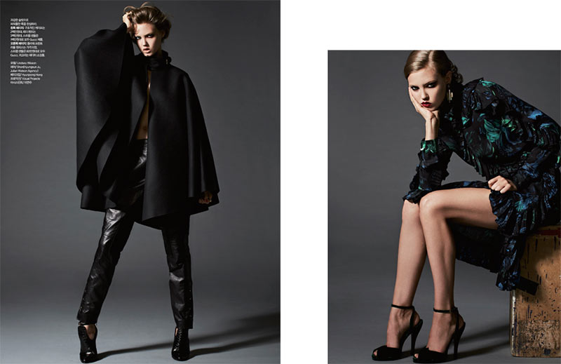 Lindsey Wixson is Glam in Gucci for Harper's Bazaar Korea November 2012 by Michael Schwartz