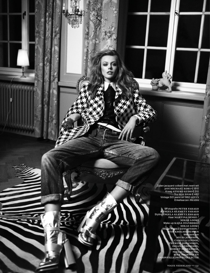 Frida Gustavsson Dons Denim Style for the January/February Issue of Vogue Netherlands