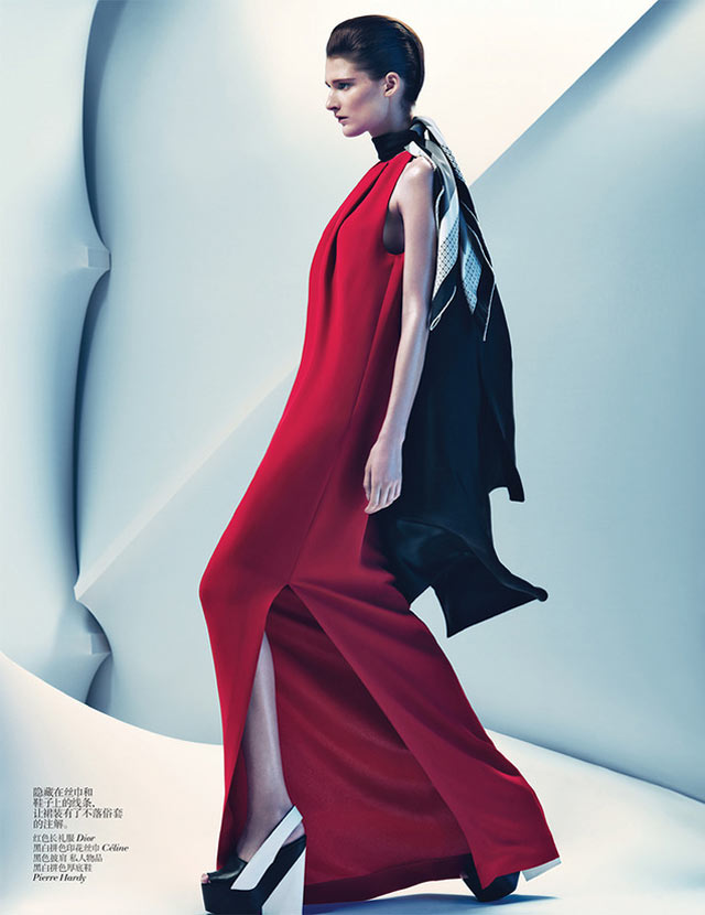 Marie Piovesan Sports Bold Prints for Vogue China January 2013 by Sebastian Kim