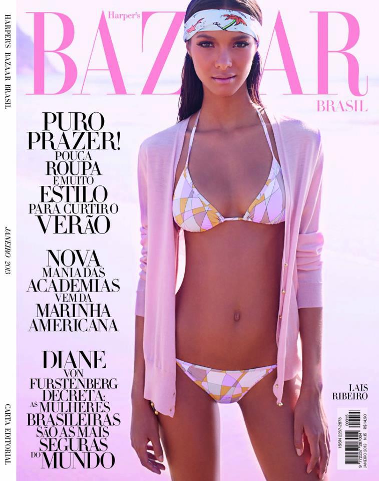 Lais Ribeiro Dons Flirtatious Pastels for Harper's Bazaar Brazil January 2013