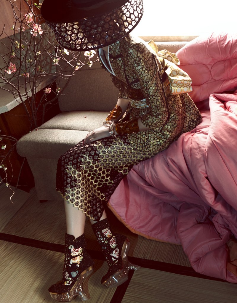 Nadja Bender Dons Ornate Looks for Vogue Japan April 2013 by Camilla Akrans