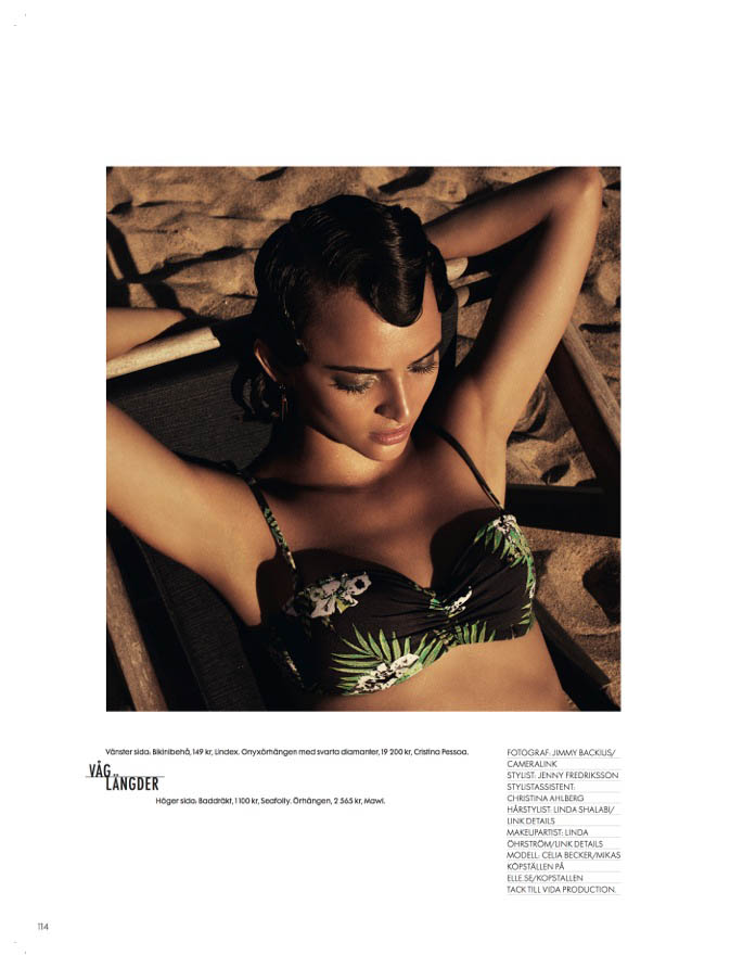 Celia Becker Models Retro Swim for Elle Sweden's June 2013 Edition