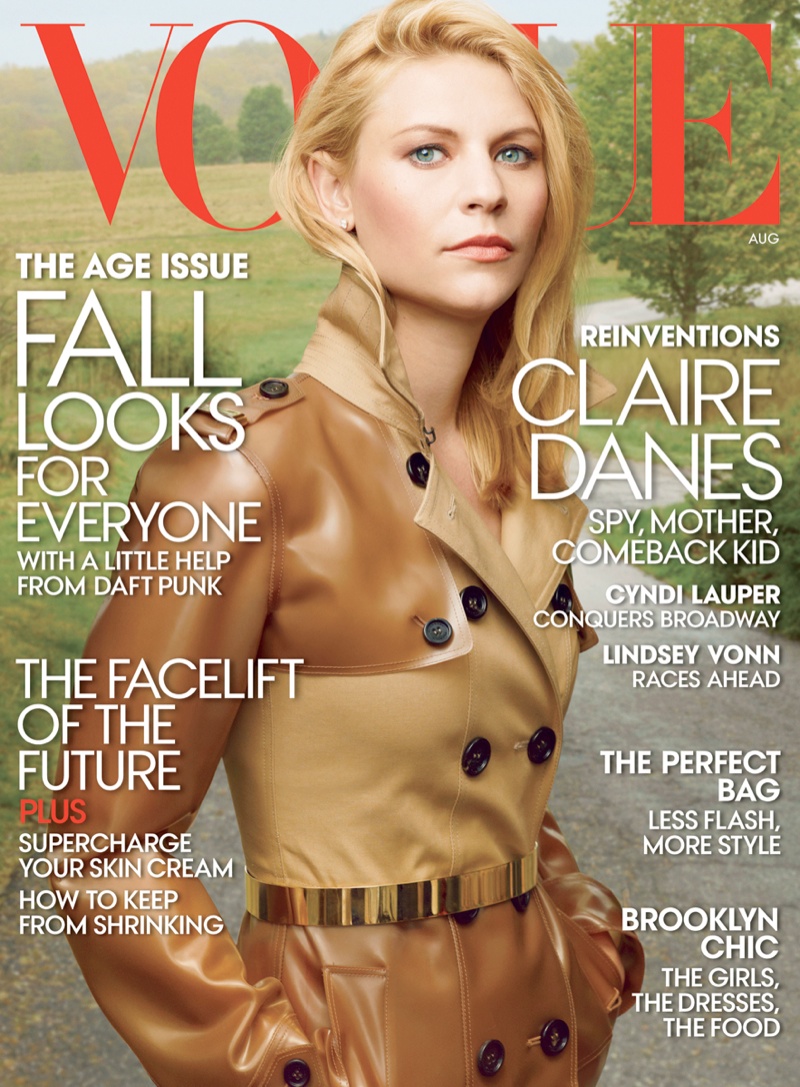 Claire Danes Fronts Vogue Us August 2013 Cover In Burberry Fashion Gone Rogue