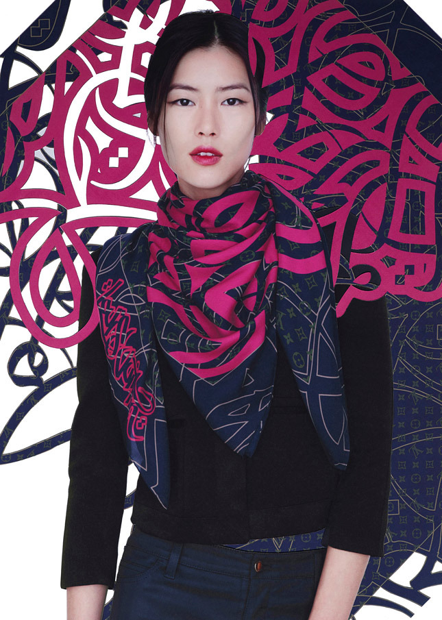 Liu Wen Models Louis Vuitton x Street Artists Scarves Collaboration | Fashion Gone Rogue