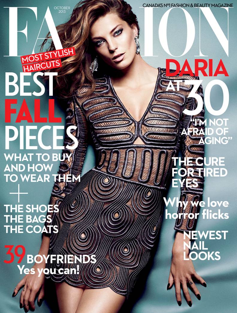 Daria Werbowy Shines on Fashion Canada's October 2013 Cover – Fashion ...