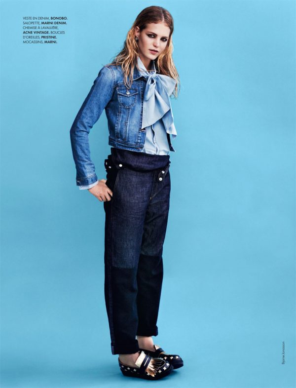 Erin Heatherton Models Denim Styles in Elle France by Bjarne Jonasson ...