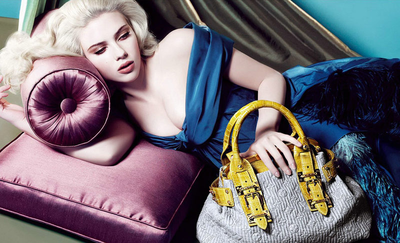 poster advertising Louis Vuitton handbag with Scarlett Johansson actress in  paper magazine from 2007, advertisement, creative advert from 2000s Stock  Photo - Alamy