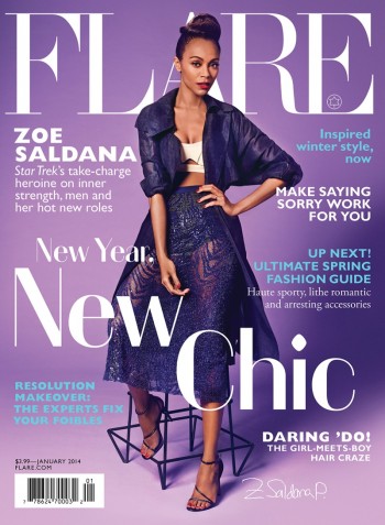 Zoe Saldana Stars in FLARE's January 2014 Cover Shoot – Fashion Gone Rogue