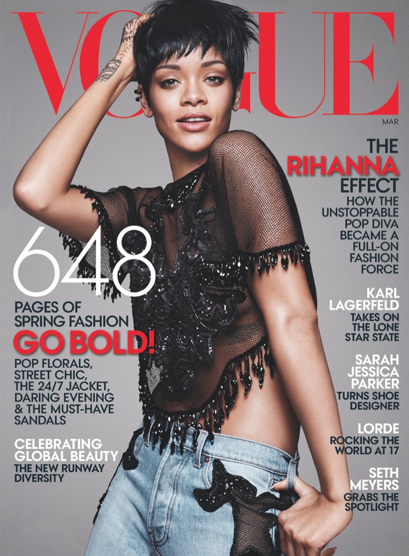 Rihanna covers the March 2014 cover of Vogue US