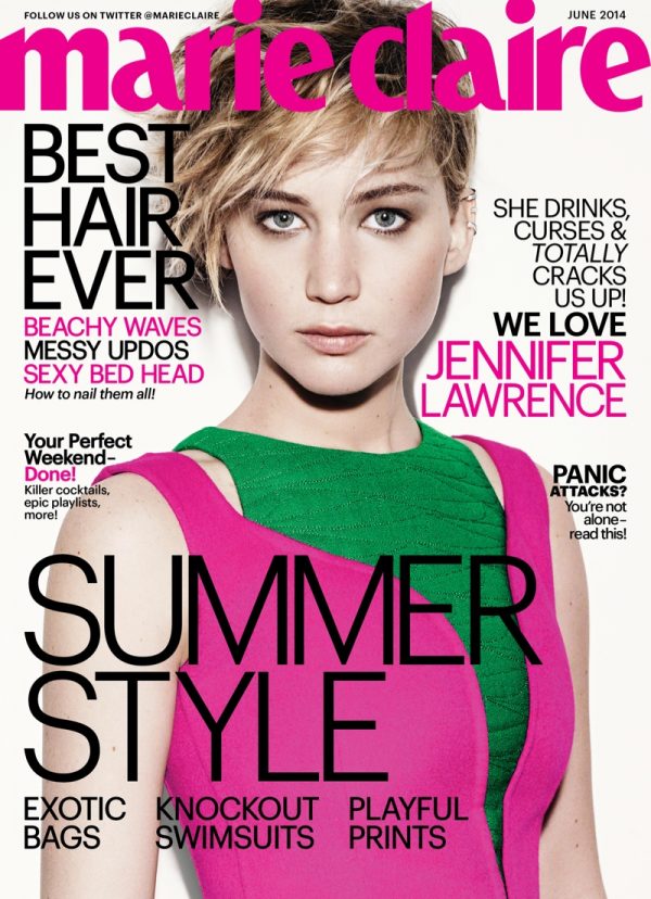 Jennifer Lawrence Says Oscars Fall Not Fake + Marie Claire Cover