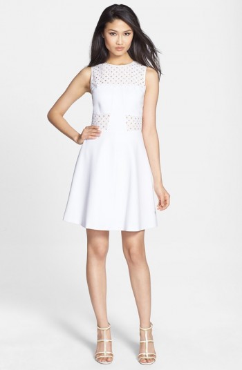 Rebecca Taylor Aline Fit & Flare Dress in White