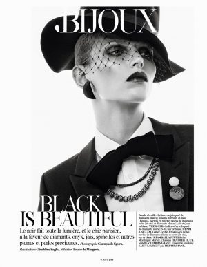 Karlina Caune Sparkles in Black Jewels for Giampaolo Sgura in Vogue Paris