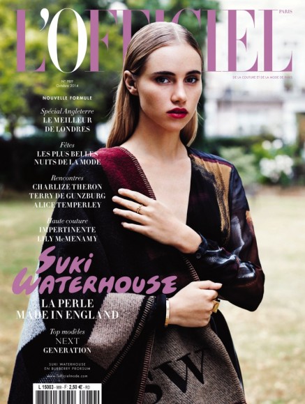 Suki Waterhouse Models Custom Burberry on L'Officiel Paris October 2014 ...