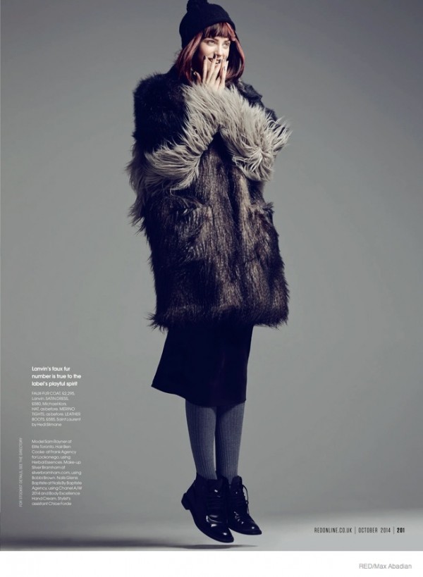 Sam Rayner is Wild for Fur Style in Red UK by Max Abadian – Fashion ...