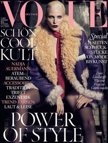 Nadja Auermann Dons Prada Coat for Vogue Germany November 2014 Cover ...