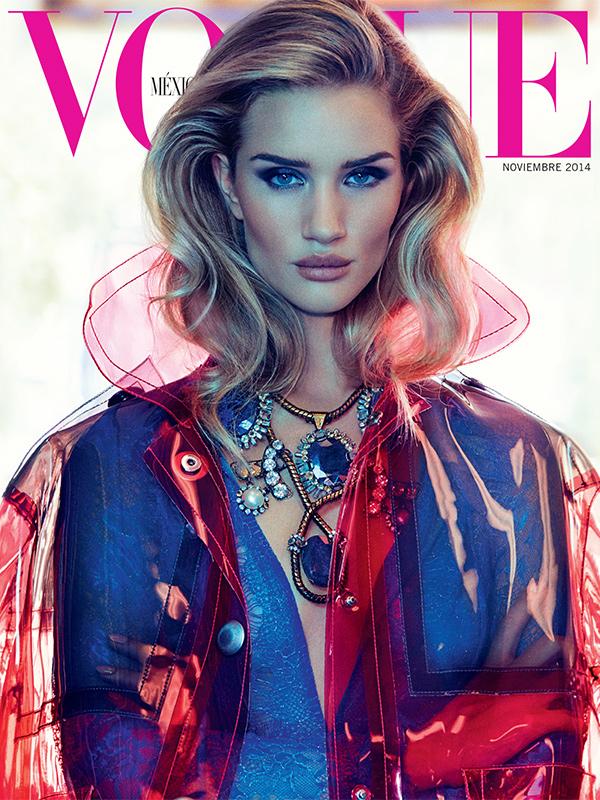 Rosie Huntington Whiteley Rocks Versace Pantsuit For Vogue Mexico November 2014 Cover Fashion
