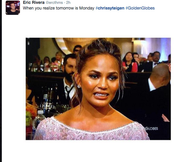 Chrissy Teigens Cry Face At The Golden Globes Becomes A Meme