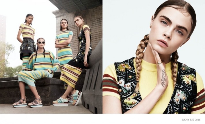 Cara Delevingne Leads DKNY’s Spring 2015 Campaign with Braids & Stripes ...