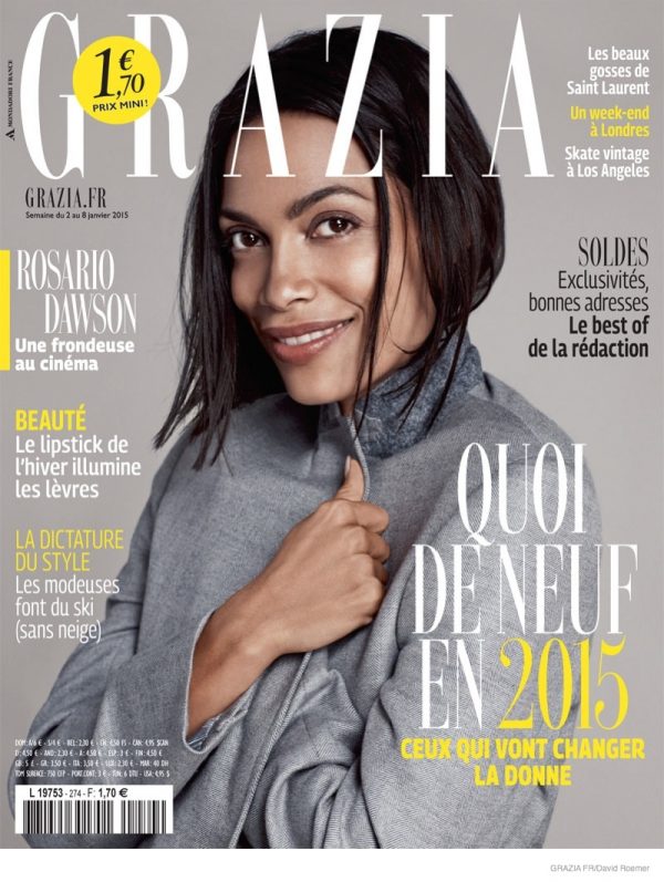 Rosario Dawson Looks Fresh Faced and Minimal in Grazia France Shoot