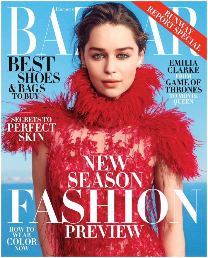 Emilia Clarke Covers June/July 2015 Harper's Bazaar, Talks Famous Fans ...
