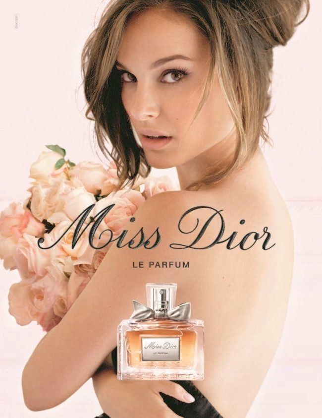 Natalie Portman poses for Miss Dior fragrance advertisement in 2012