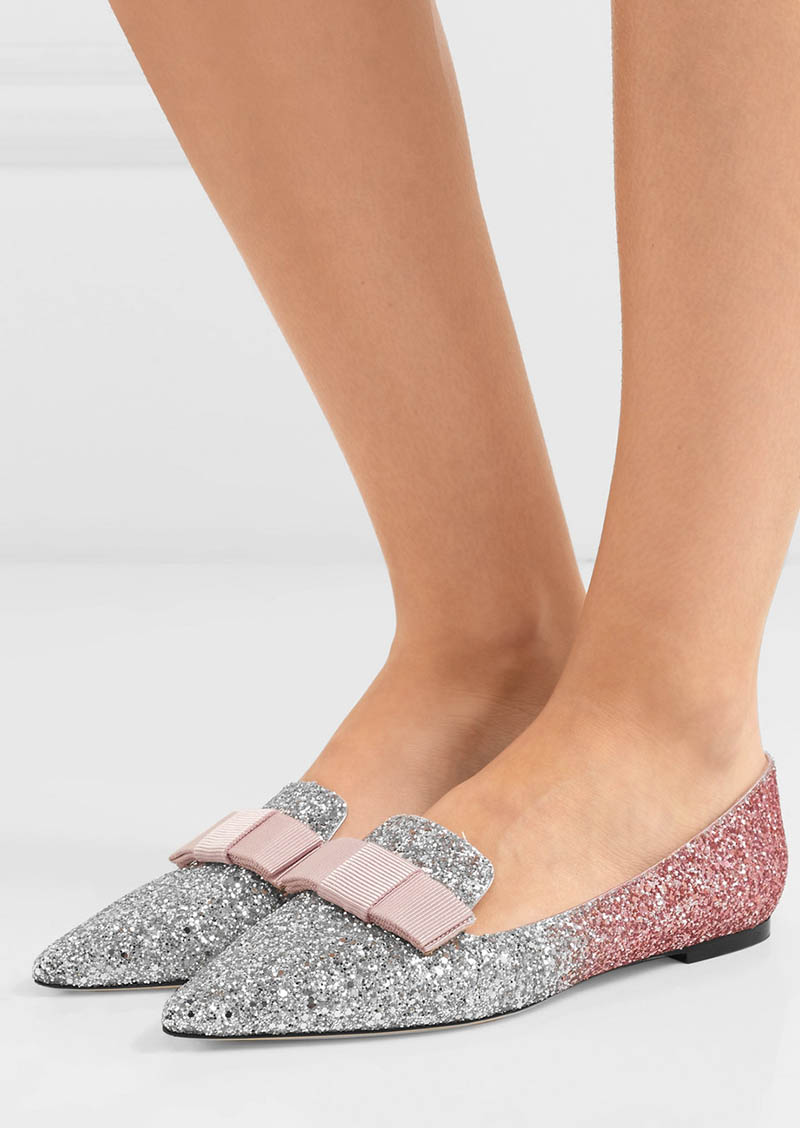 sparkly pointed flats