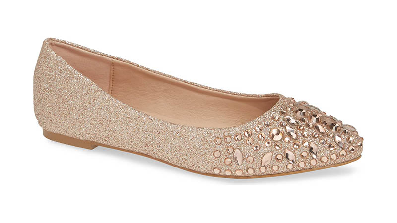 gold sparkly flats