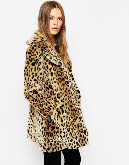 ASOS Faux Fur Leopard Print Coat