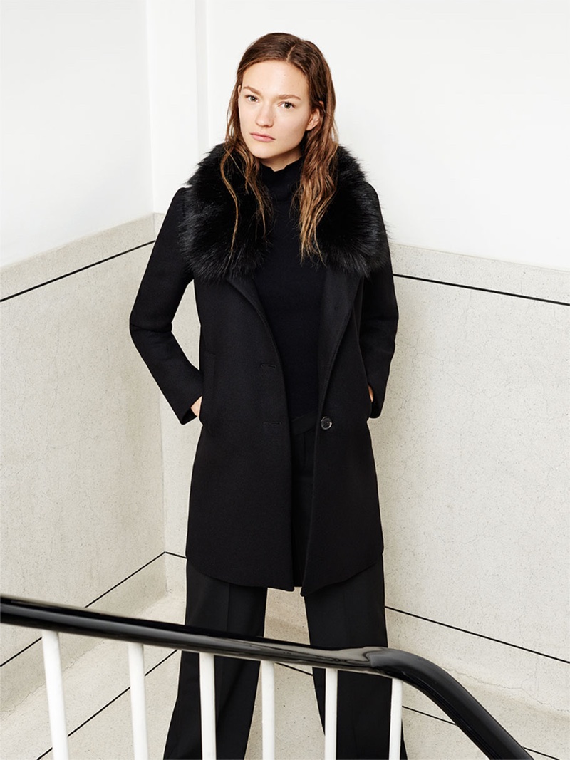 black coat zara woman