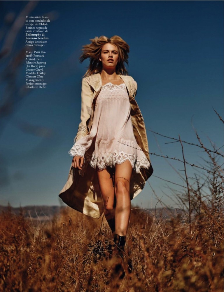 Free Spirit: Hailey Clauson Models Dreamy Dresses in ELLE Spain ...