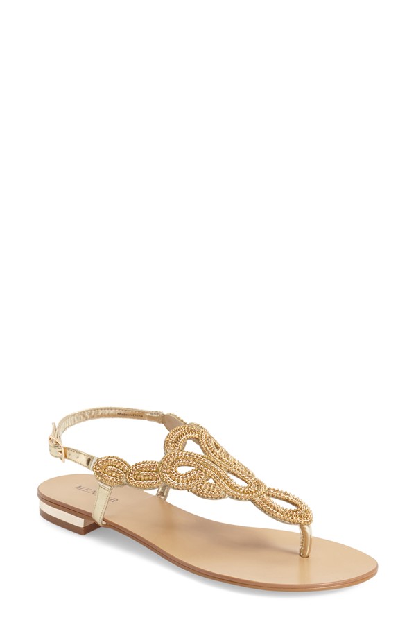 Gold Flat Sandals Shop Women