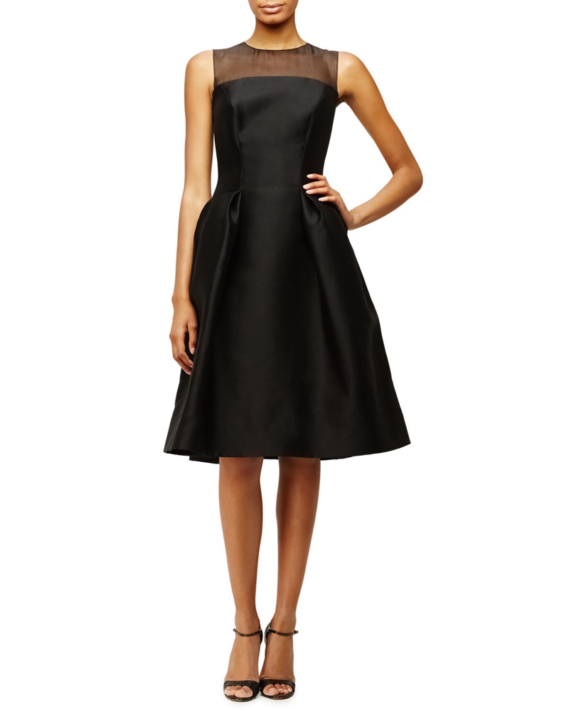 Carolina Herrera Sleeveless Sheer Yoke Cocktail Dress