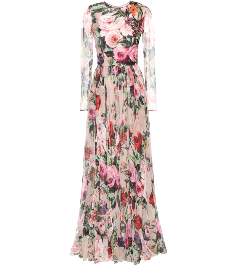 Платье из шелка с цветочным принтом