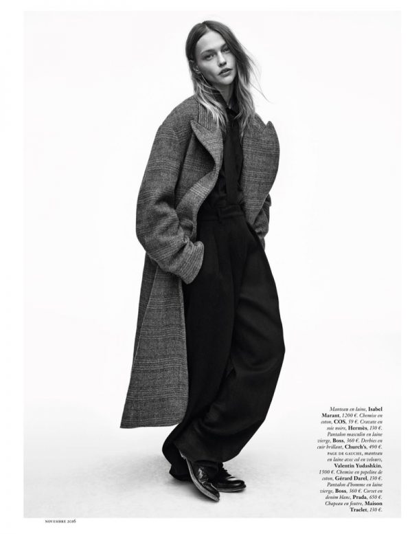 Sasha Pivovarova Looks Sharp in Menswear Inspired Styles for Vogue ...