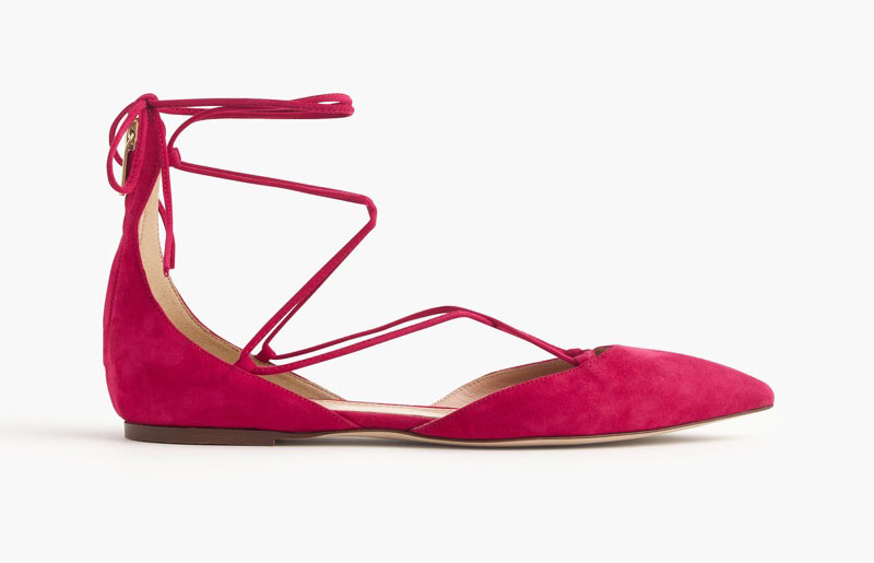 J. Crew Suede Lace-Up Pointed Toe Flats 