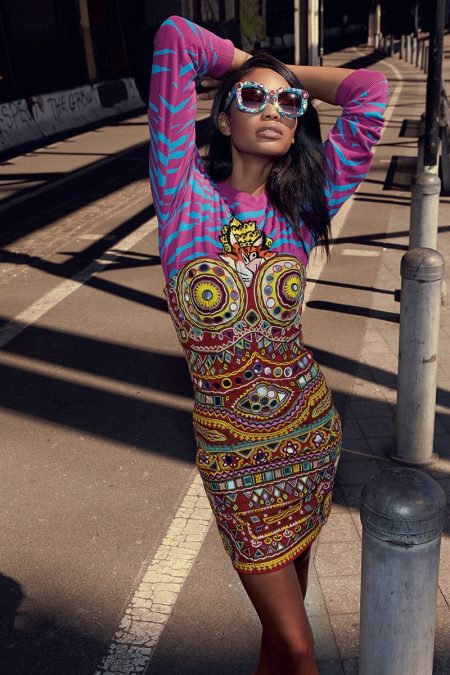 Chanel Iman Poses in Moschino's Groovy Styles for S Moda – Fashion Gone ...