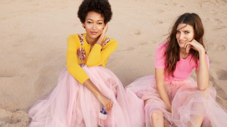 (Left) J. Crew Embellished Cotton Jackie Cardigan Sweater and Tulle Ball Skirt (Right) J. Crew Perfect-Fit T-Shirt and Tulle Ball Skirt