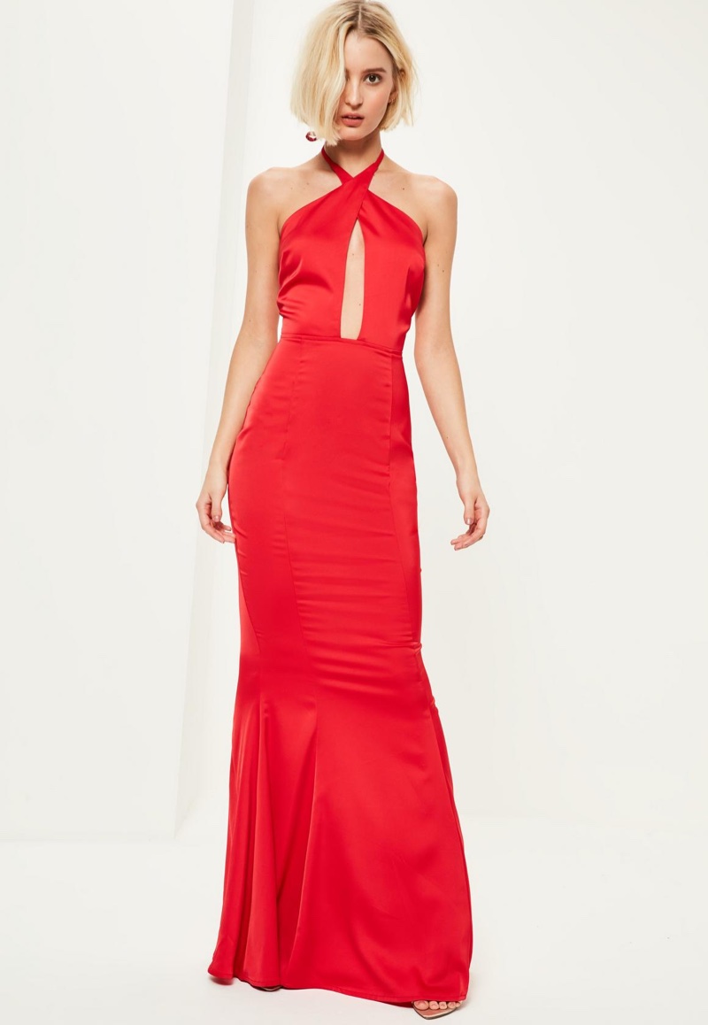 missguided red prom dress