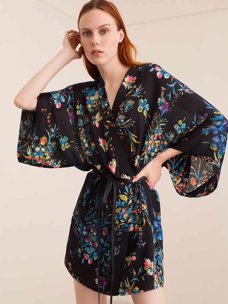 zara floral kimono dress