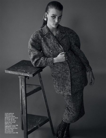 Roos Abels Charms in Chanel Haute Couture for Harper's Bazaar Korea ...