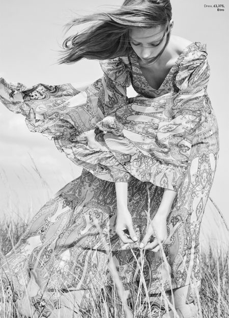 Susanne Knipper Poses in Dreamy Floral Dresses for Grazia UK